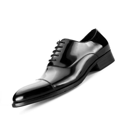 Men's New British Style Business Dress Shoes Round Toe Black Patent Leather Formal Shoes Men Genuine Leather Bright Leather Shoe