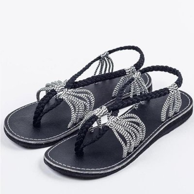 Women Summer Vintage Gladiator Shoes Beach Lace up Sandals Flat Heels Slippers Ladies Beach sandalias zapatos mujer