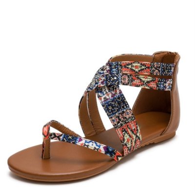 2021 Summer New Casual Fashion All match Elegant, Refined and Beautiful Ethnic Style Roman Flat bottomed Bohemian Sandals